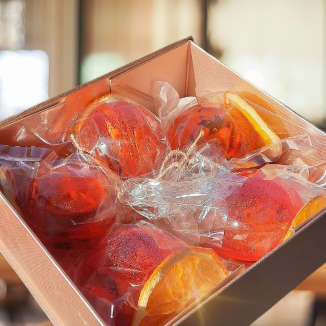 Premium gift box containing 5 handcrafted tea spheres, elegantly presented for special occasions.