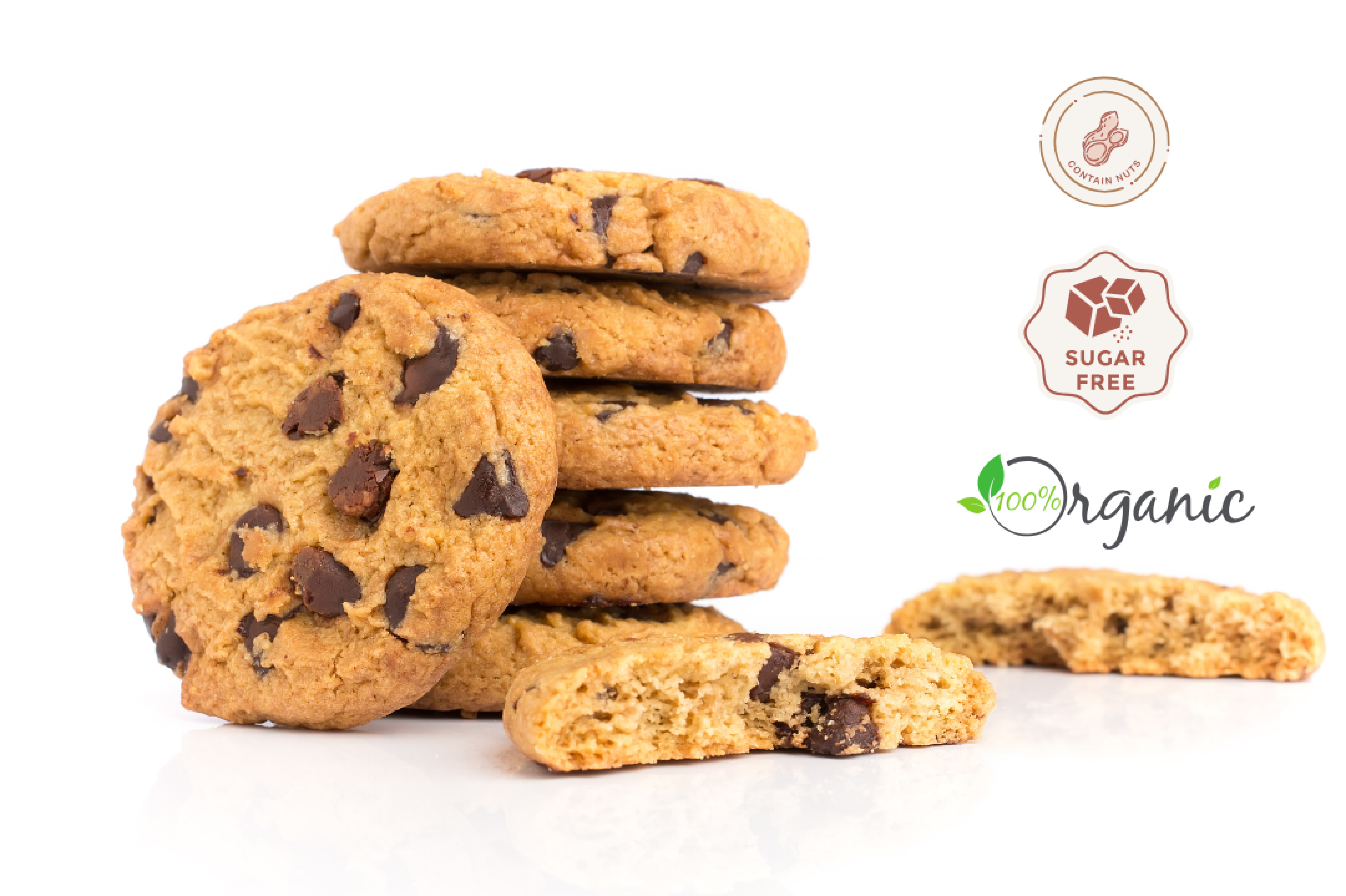 Homemade sugar-free oatmeal cookies with chocolate chips, perfect for a healthy and delicious snack